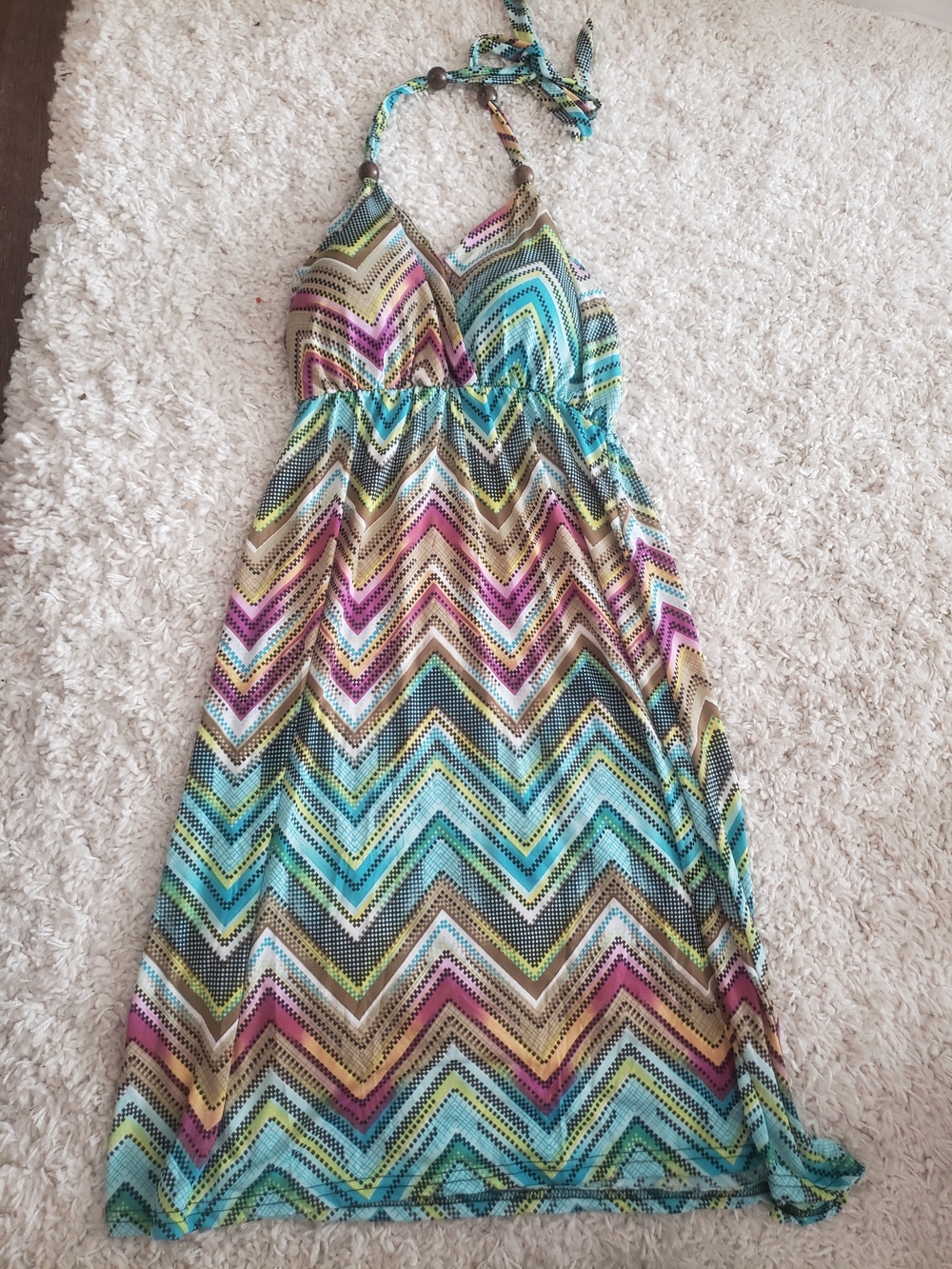Halter Mini Dress in Multi Color Chevron